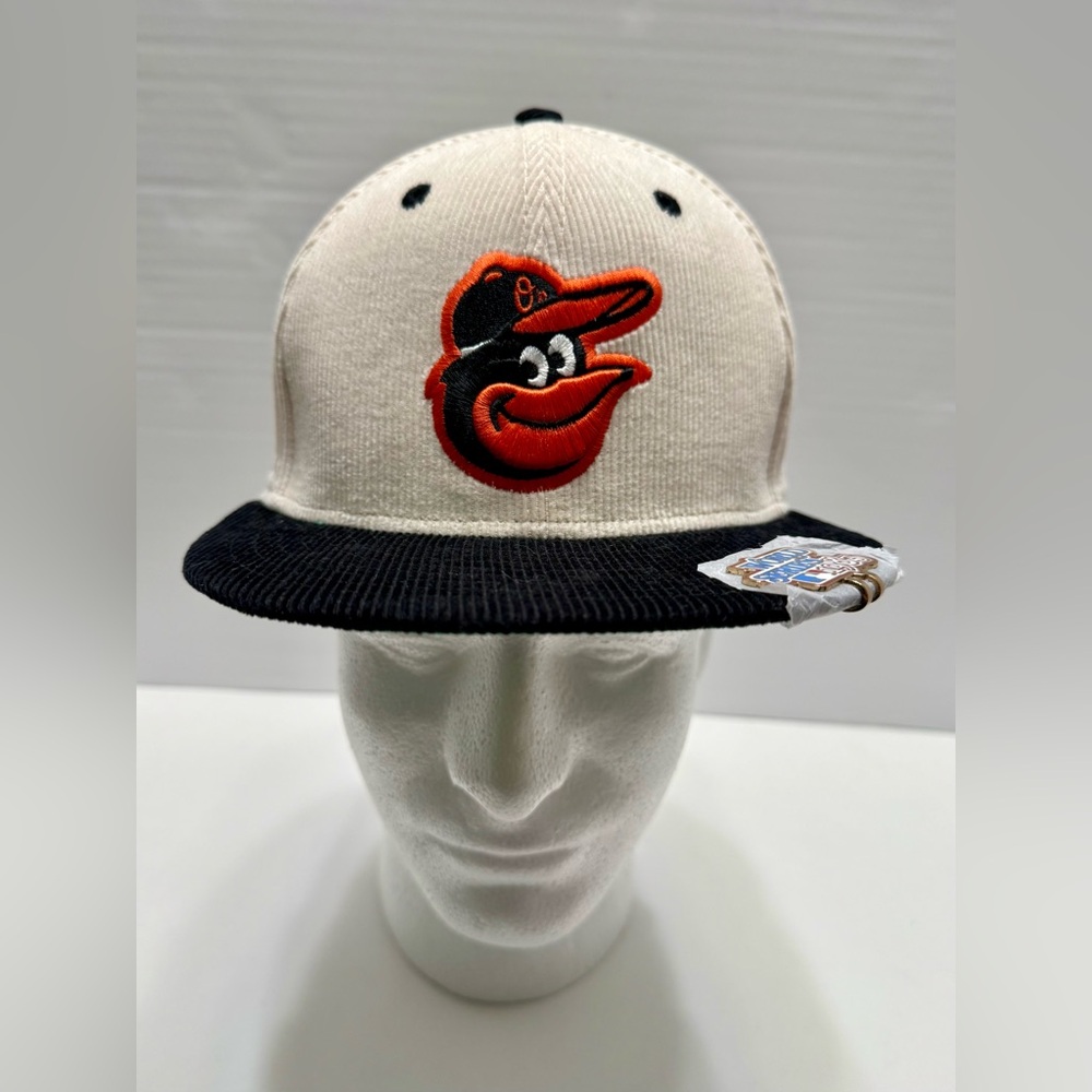 New Era Baltimore Orioles 59Fifty Corduroy Hat Cream 1983 World Series Pin NWTA6 - Picture 1 of 9